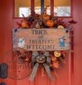 Primitive Halloween Wood Sign | Trick Treaters Welcome Folk Art (13 x 5)
