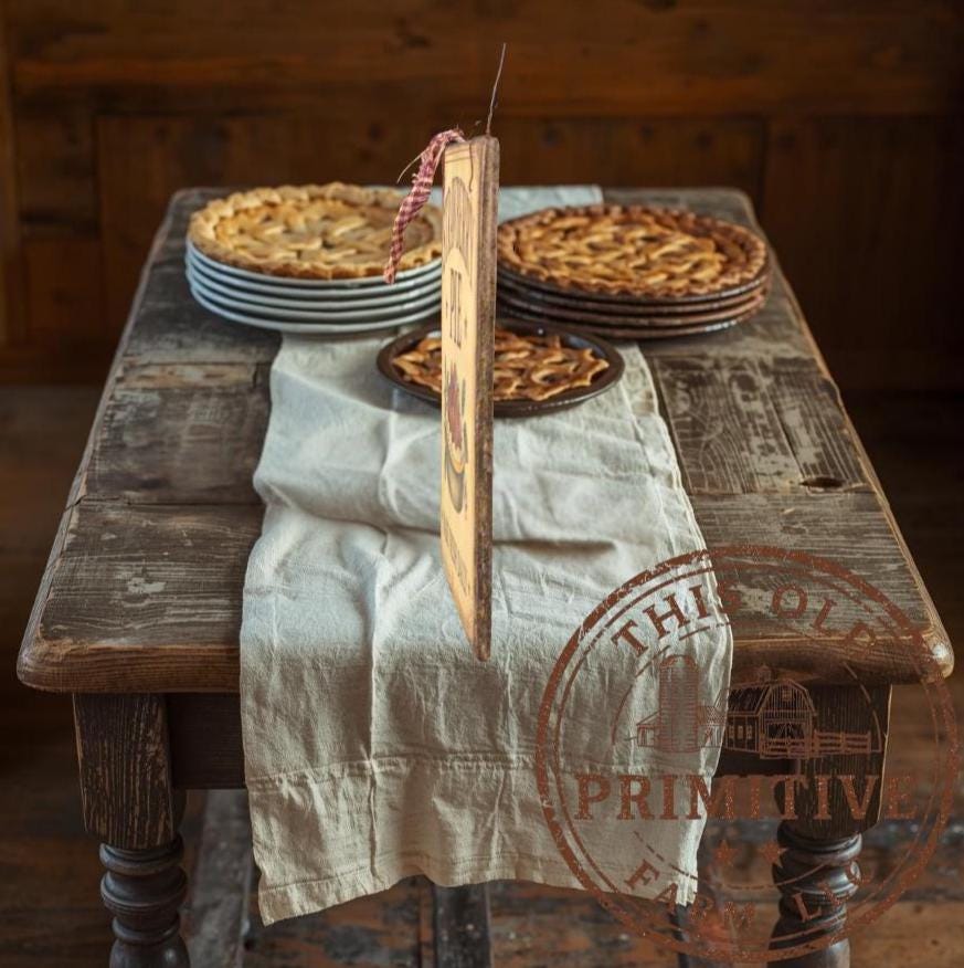 Primitive Strawberry Pie Sign – Farmhouse Kitchen Decor, Rustic Bakery Wall Art
