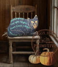 Primitive Halloween Black Cat Pillow | Folk Art Fall Decor, Rustic Farmhouse Accent