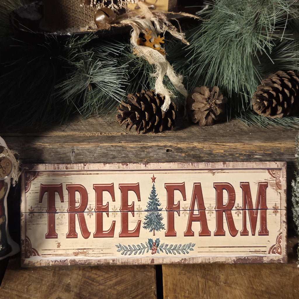 Handmade Tree Farm Wood Sign | Rustic Farmhouse Christmas Decor (13x5)