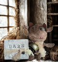 Primitive Farmhouse Cow Shelf Sitter, Grunged Barn Decor, Rustic Farm Fresh Accent