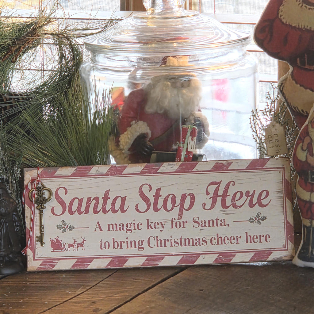 Handmade Santa Magic Key Wood Sign | Rustic Farmhouse Christmas Decor (13x5)
