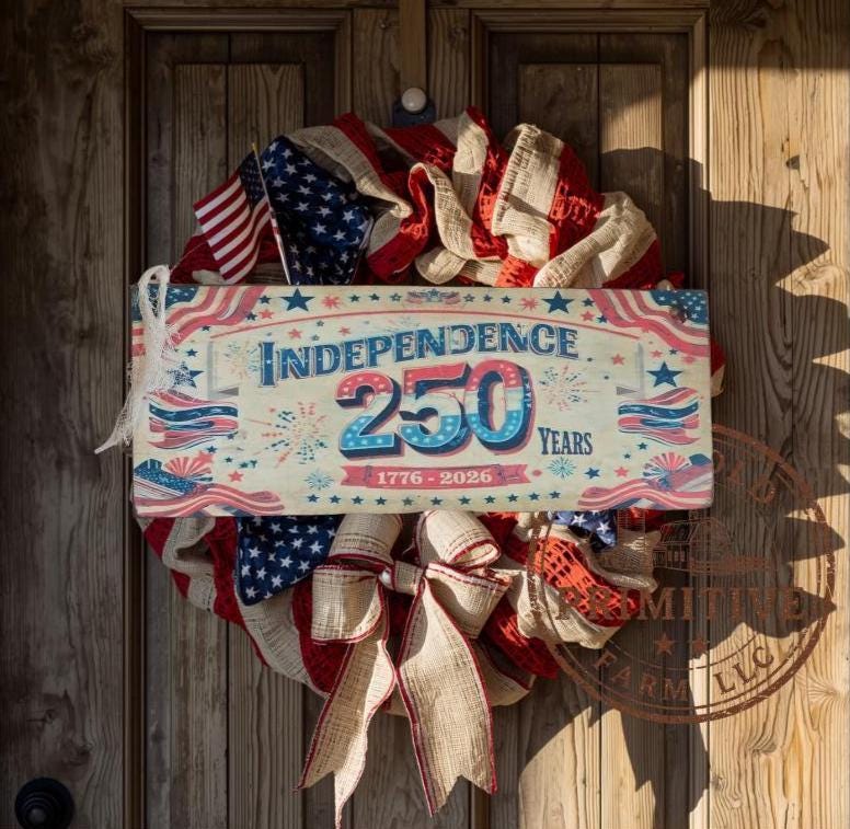 Independence 250 Wood Sign | Primitive Patriotic Americana Wall Hanging
