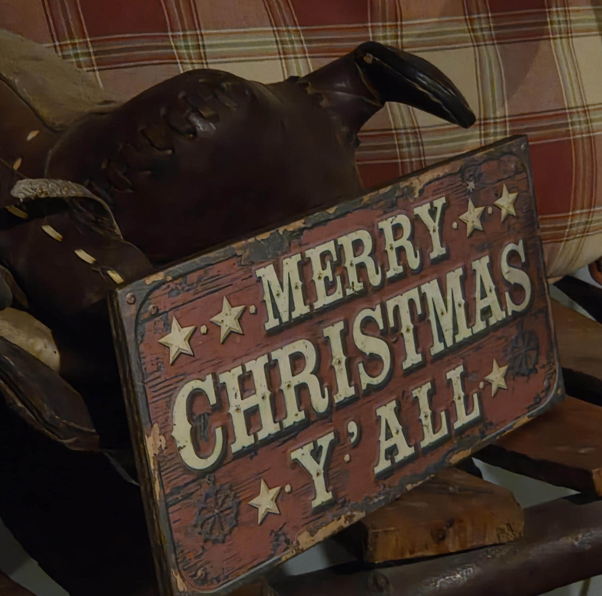 Merry Christmas Y'all Wood Sign | Rustic Western Holiday Decor (13x5")