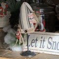 Handmade Farmhouse Santa Hat – Black Cream Duck Cloth, Primitive Christmas Décor