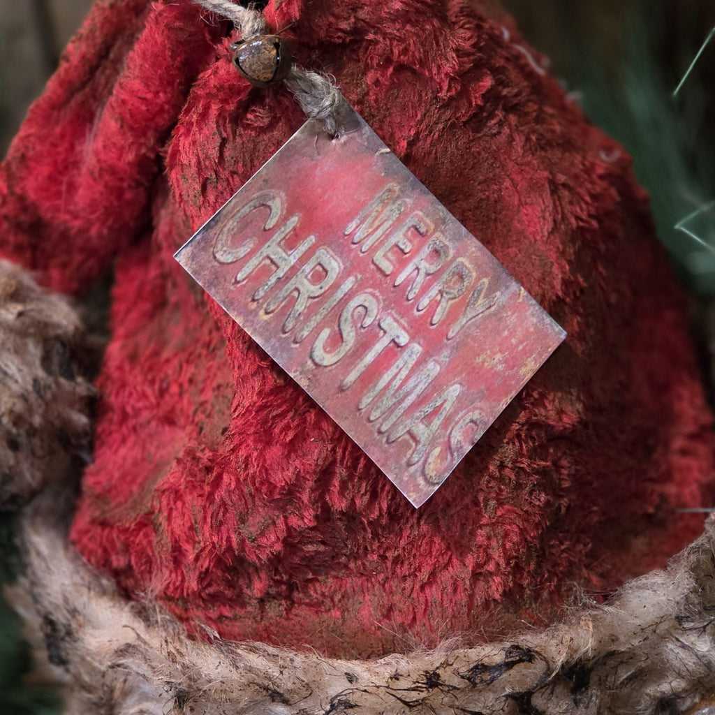 Premium Primitive Rustic Santa Hat Tree Topper | Handcrafted Farmhouse Christmas Décor | Limited Edition Holiday Santa Hat with Jingle Bells