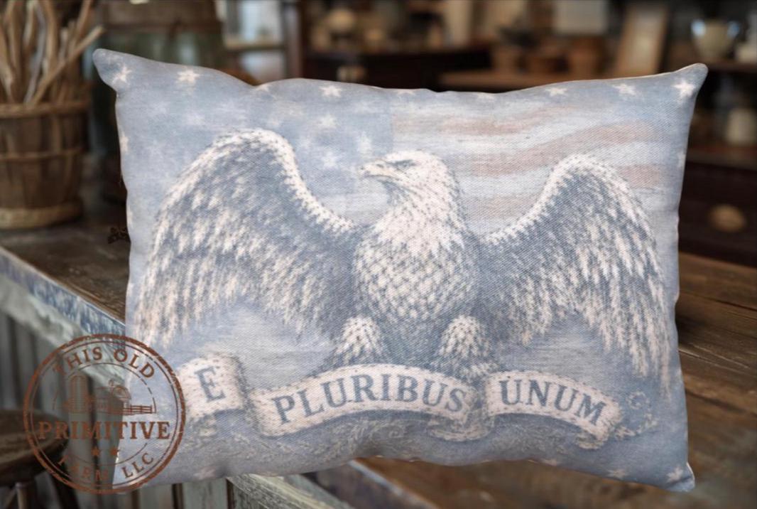 Primitive Eagle Pillow | Americana Farmhouse Decor | Colonial Style Accent