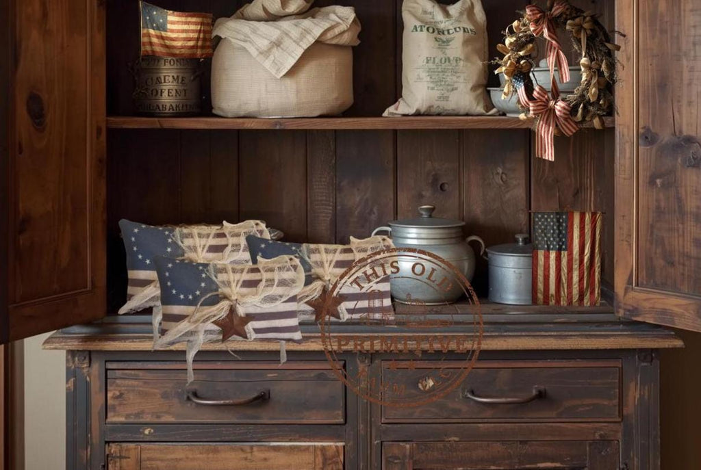Primitive Betsy Ross 13 Star Flag Pillow | Americana Farmhouse Patriotic Decor