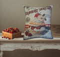 Primitive Strawberry Shortcake Pillow | Vintage Farmhouse Kitchen Accent, Nostalgic Food Art