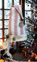 Primitive Farmhouse Christmas Santa Night Cap Stand: Man on Moon, Ho Tag (5x11")
