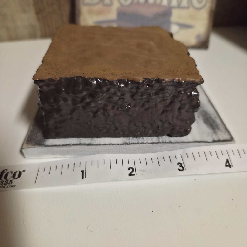 Primitive Faux Brownie Decor Set | Rustic Bakery Shelf Sitter, Farmhouse Kitchen Accent