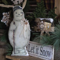 Primitive Farmhouse Snowman Pillow | Rustic Christmas Shelf Sitter Prop