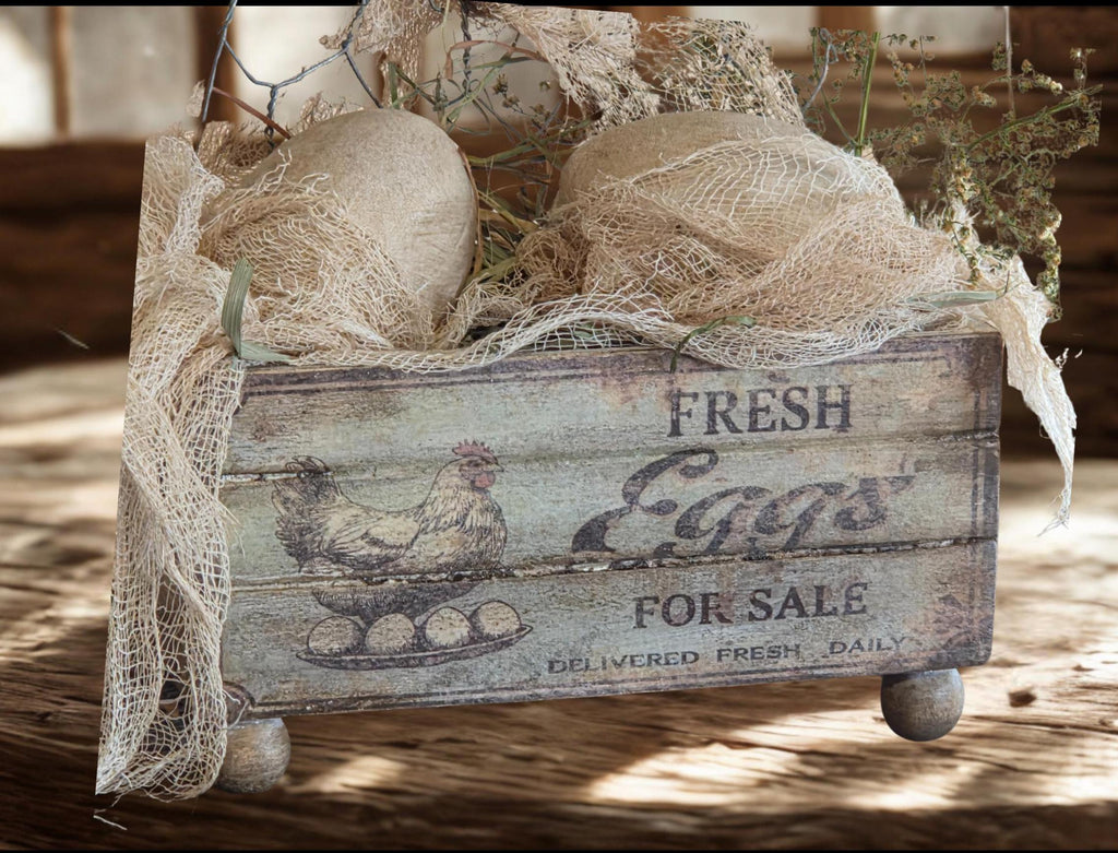 Primitive Egg Crate Display – Farmhouse Spring Decor, Rustic Farmhouse Accent