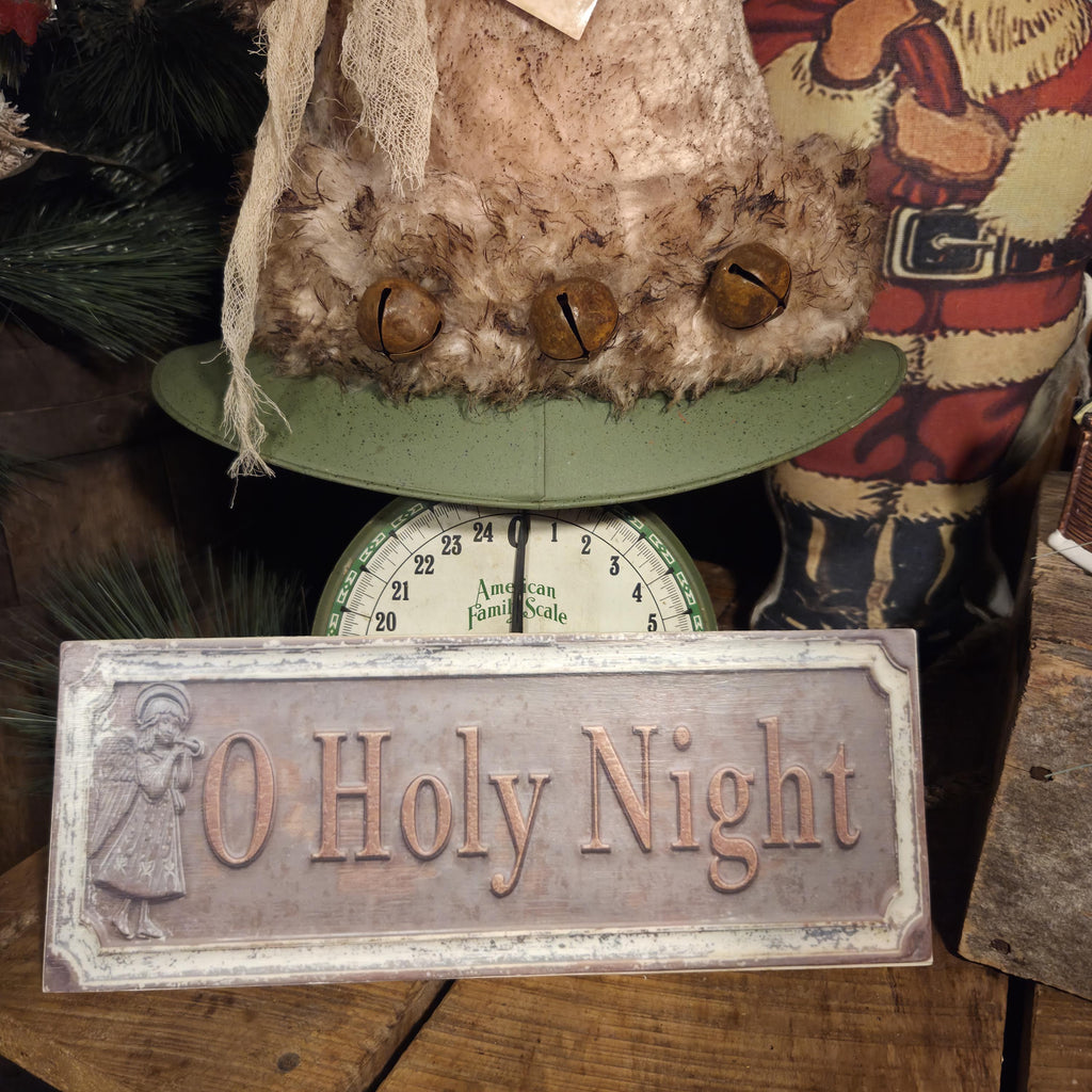 Premium Limited Edition Primitive Rustic Santa Hat Tree Topper | Handcrafted Cream Plush with Rusty Jingle Bells