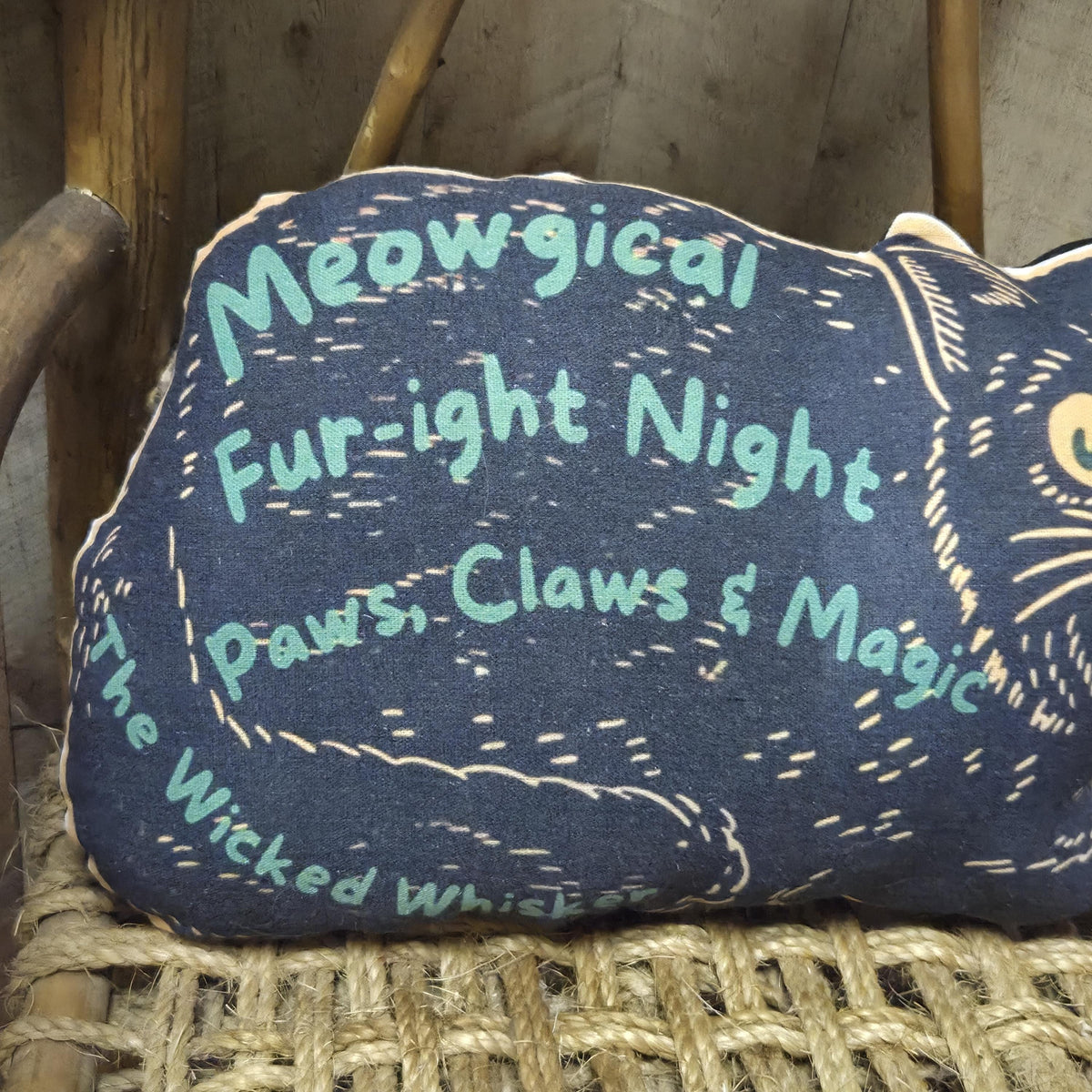 Primitive Halloween Black Cat Pillow | Folk Art Fall Decor, Rustic Farmhouse Accent