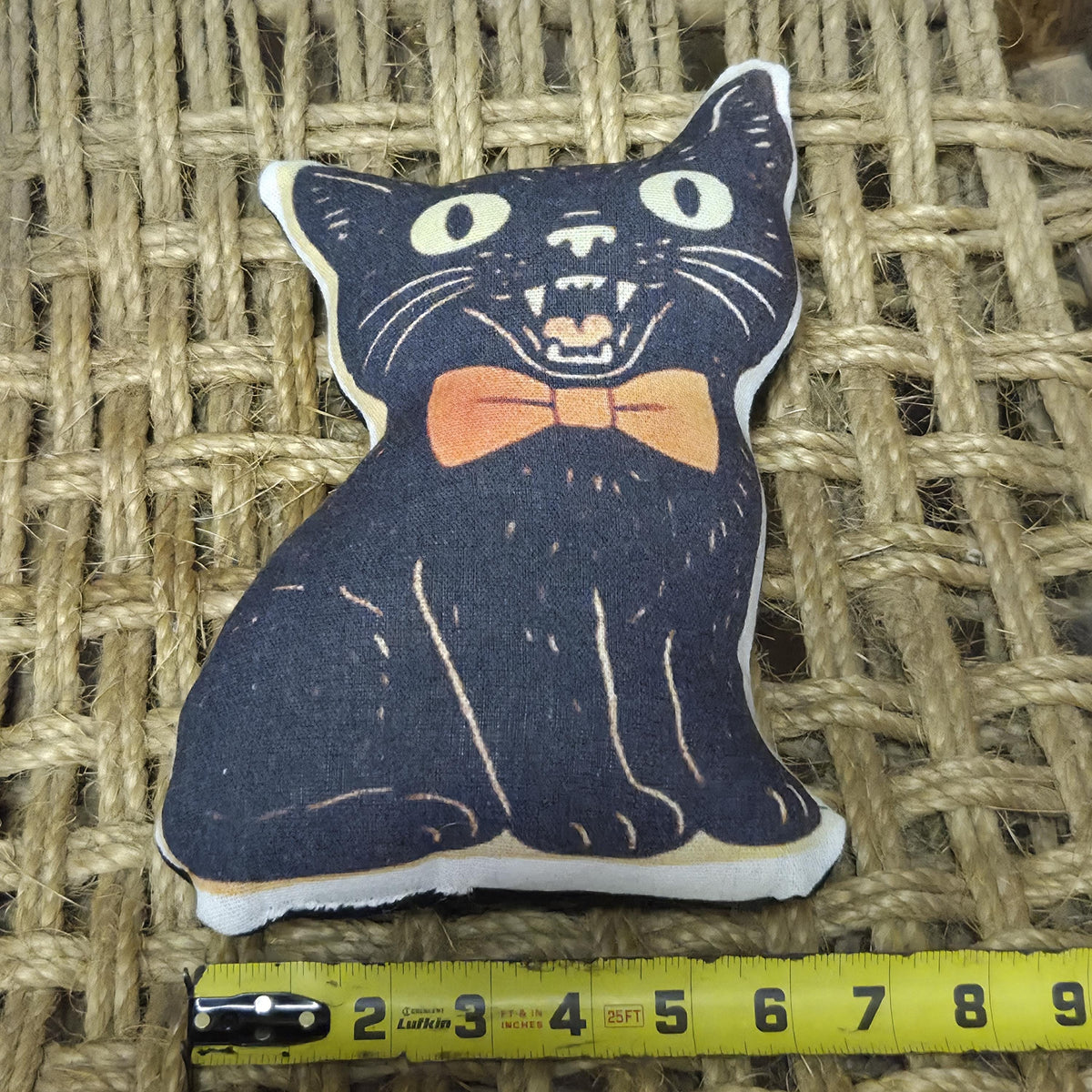 Primitive Halloween Black Cat Pillow Tuck | Spooky Kitty Shelf Sitter | Small Handmade Farmhouse Decor