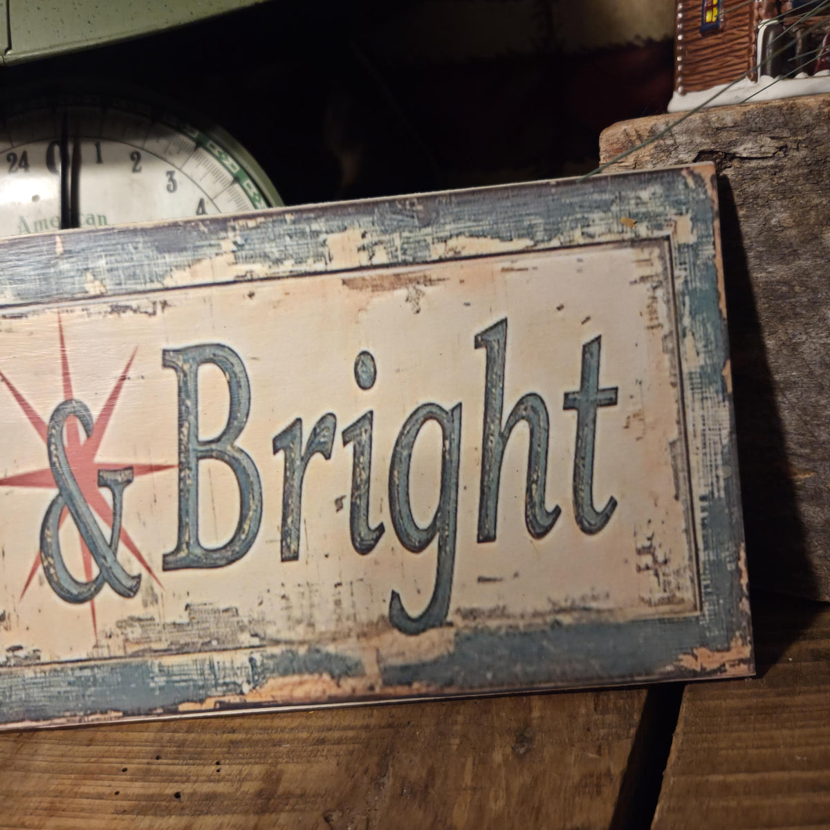 Merry & Bright Rustic Farmhouse Christmas Wood Sign (13x5)