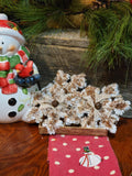 Vintage Inspired Tinsel Snowflake Ornie, Rusty Jingle Bell, Christmas Bowl Filler. Set of 3