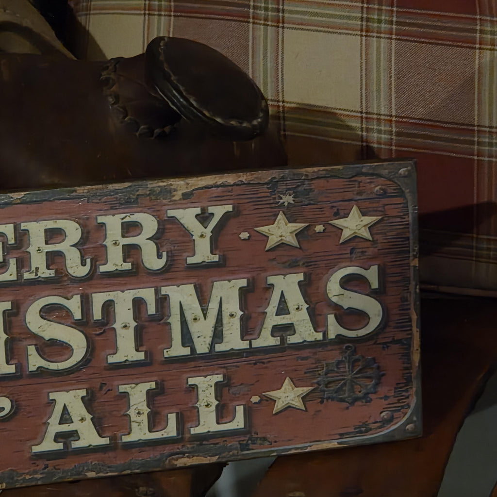 Merry Christmas Y'all Wood Sign | Rustic Western Holiday Decor (13x5")