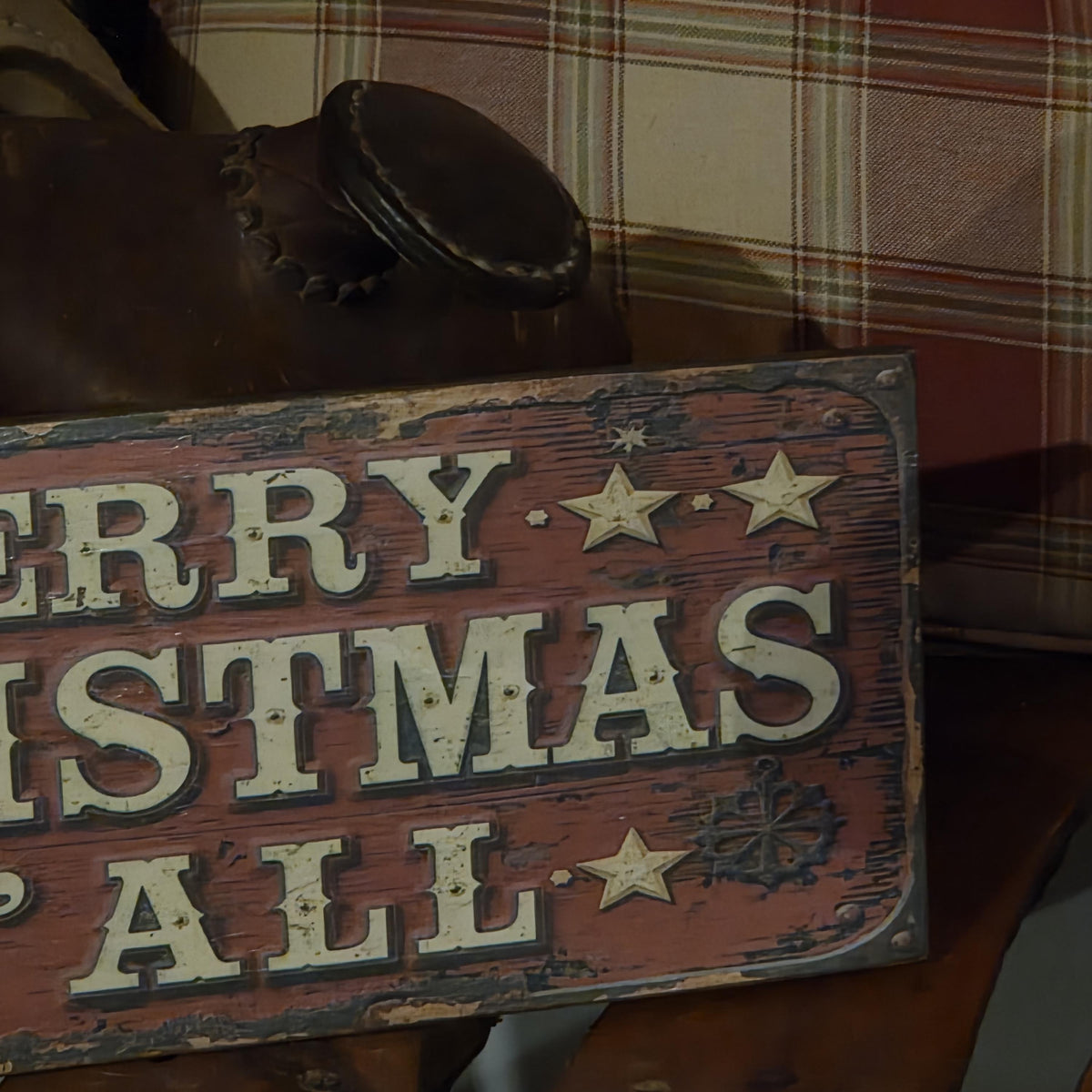 Merry Christmas Y'all Wood Sign | Rustic Western Holiday Decor (13x5")