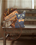 Primitive Halloween Black Cat Pillow Tuck | Spooky Kitty Shelf Sitter | Small Handmade Farmhouse Decor