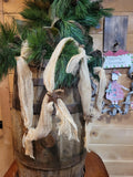 Farmhouse Christmas Garland: Coffee Stained Cheesecloth with Bells & Stars