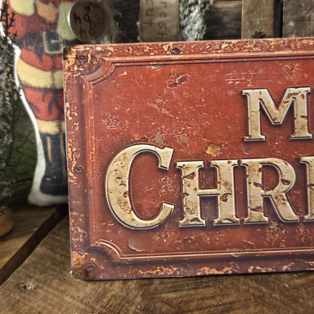 Merry Christmas Wood Sign | Rustic Farmhouse Holiday Decor (13x5")