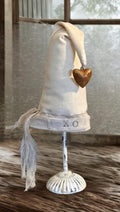 Primitive Valentine Shelf Sitter – Hand-Finished XO Hat Folk Art Decor – Rustic Farmhouse Valentine Display