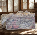 Limited Edition Primitive Valentine Hearts Mini Crate – Handmade Plaster Heart Farmhouse Decor