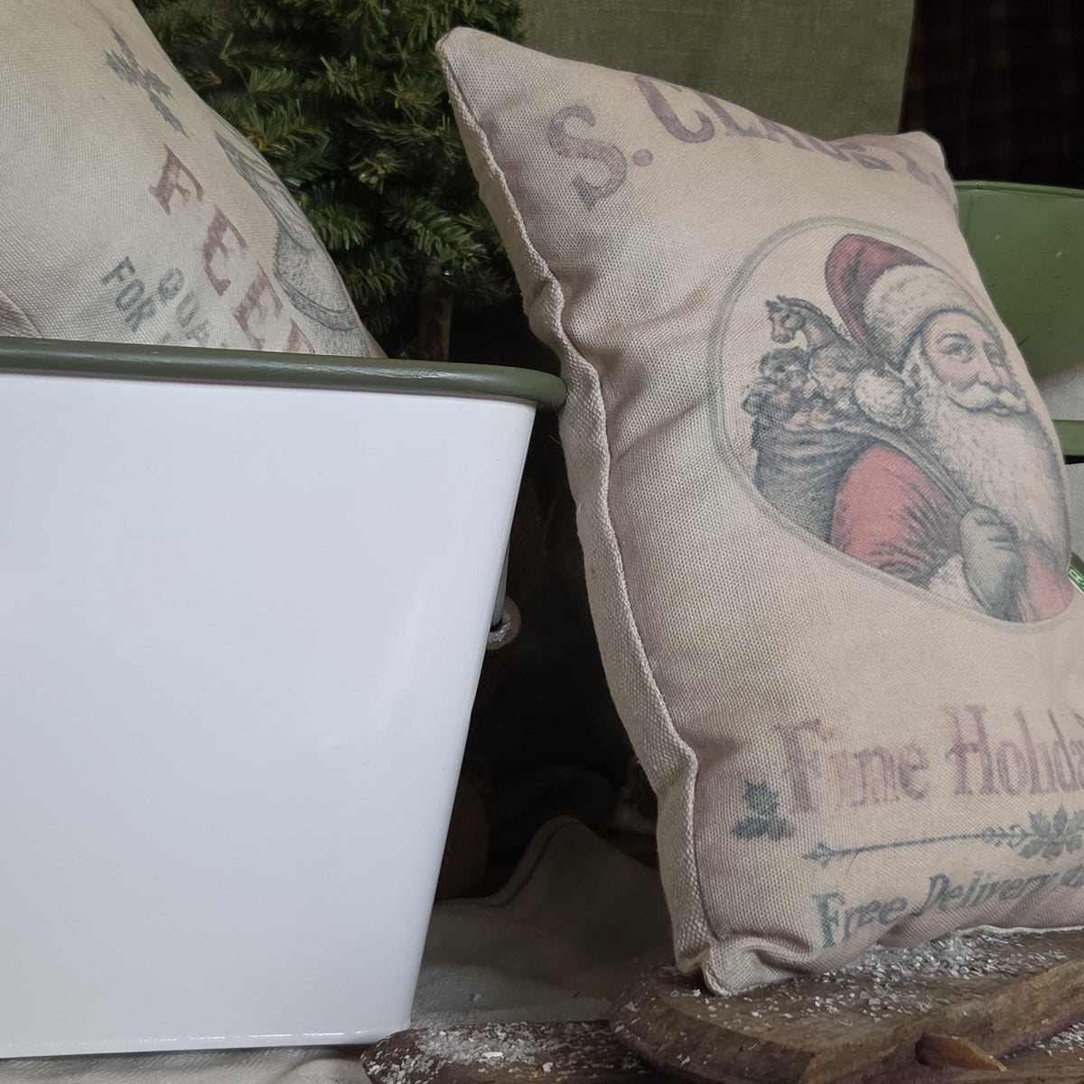 Primitive Santa Christmas Pillow 9x12, Vintage Santa Claus & Co Pillow, Old Fashioned Christmas Decor, Farmhouse Holiday Shelf Sitter sack