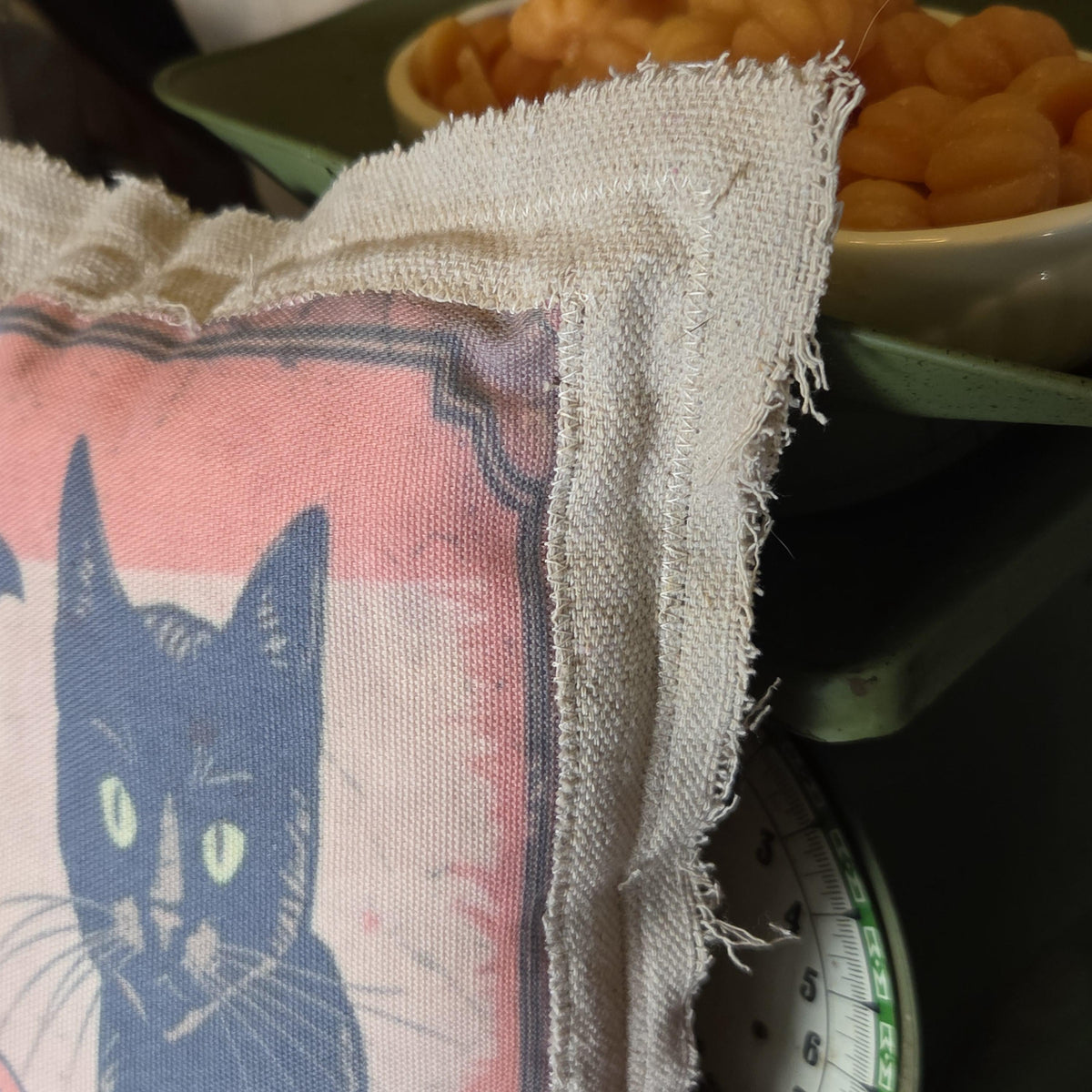 Vintage Halloween Black Cat Pillow, Handmade 13 Inch Halloween Pillow, Black Cat Tavern & Spirits, Farmhouse Folk Art Decor 13 x 13