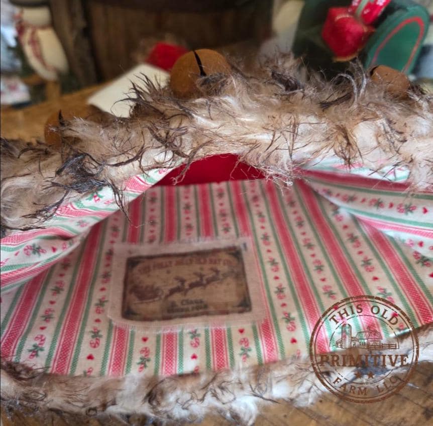 Handcrafted Primitive Santa Hat Tree Topper | Rustic Farmhouse Christmas Decor (2026 Limited Edition)