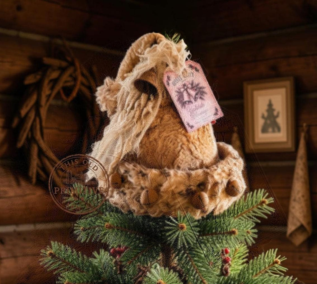 Primitive Cream Santa Hat Tree Topper | Rustic Christmas Decor (2026 Limited Edition)