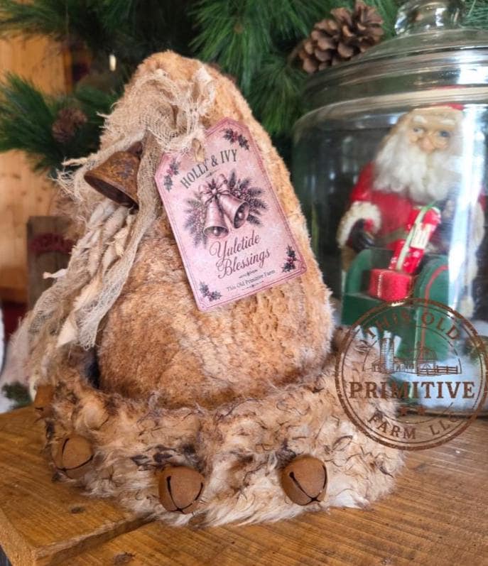 Primitive Cream Santa Hat Tree Topper | Rustic Christmas Decor (2026 Limited Edition)